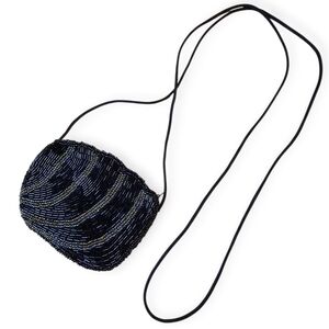 ✨ Vintage Mini Black Beaded Evening Bag – EUC